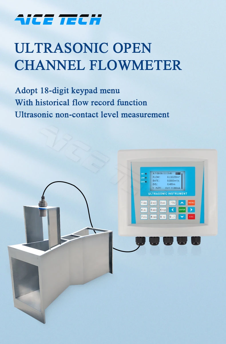Aice Tech Open Channel Embedded Ultrasonic Water Level Flow Meter for Sewage