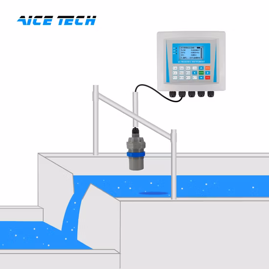 Medidor de flujo integrado de aguas residuales de canal abierto con medición ultrasónica del nivel de agua Aice Tech
